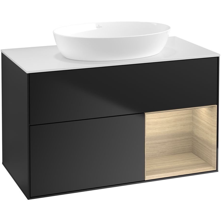 Wastafelonderkast Finion 1000x603x501mm Black Matt Lacquer FA21PCPD