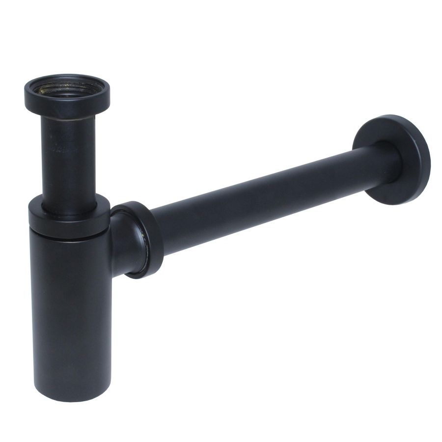 Bekersifon 1.1/4"x32mm mat zwart incl. muurbuis/rozet