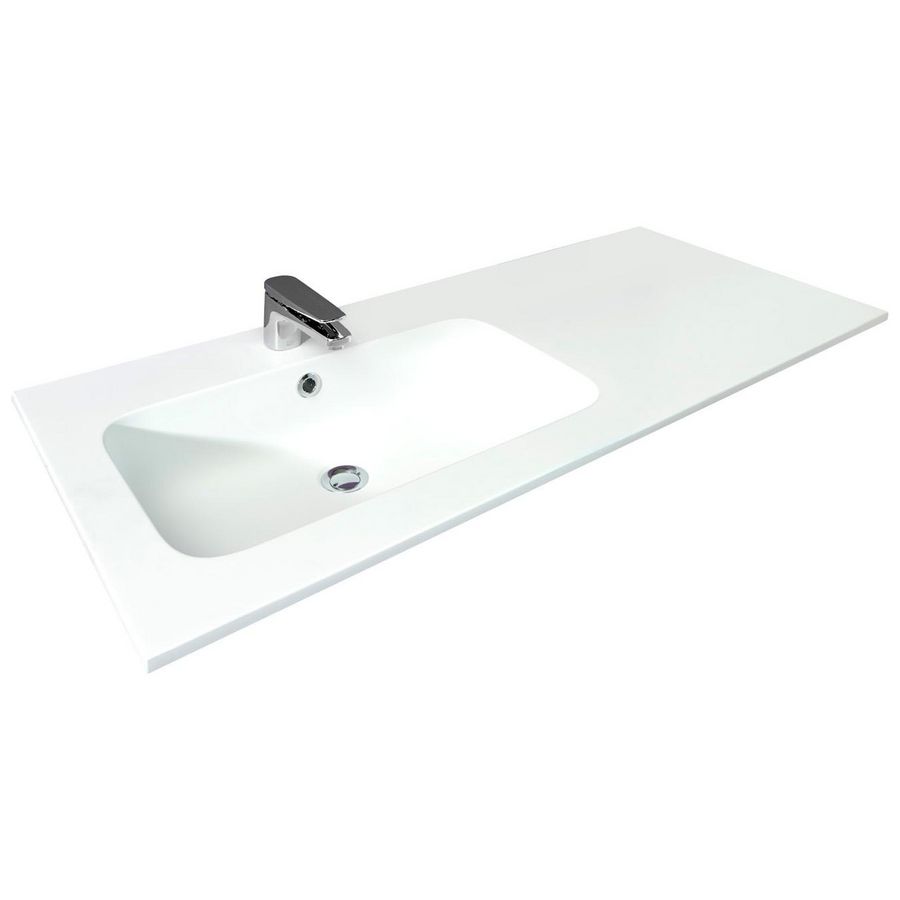 Wastafel 35 keramiek mat sand 121x51cm 1 waskom links (los besteld)