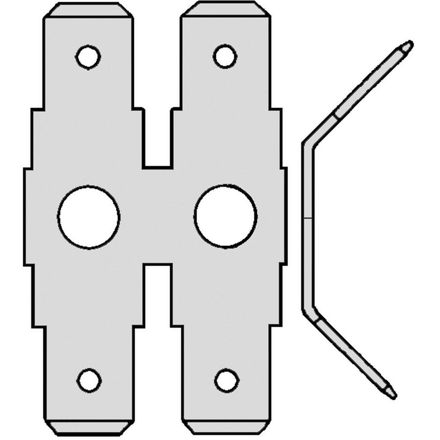 Kist a 100st. Vlakstekerhuls tab 6,3x0,8 gat M4 H=45gr. 2V