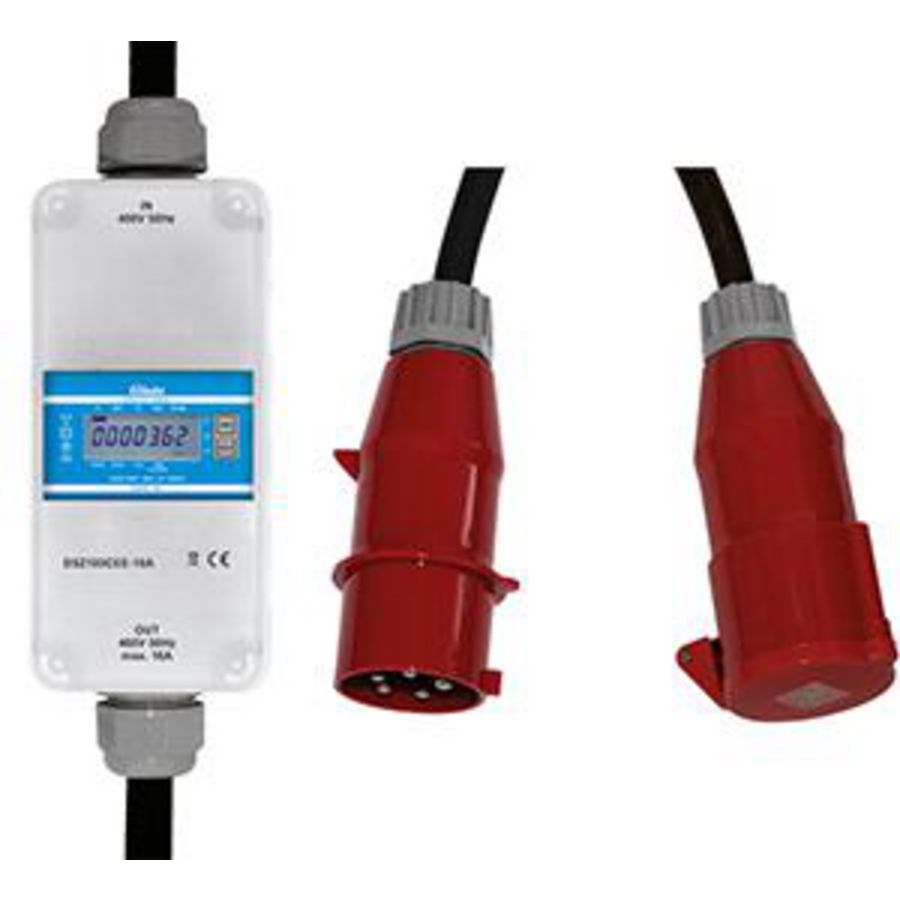 Mobiele 16A 3-fase kWh meter met MID en CEE stekkers