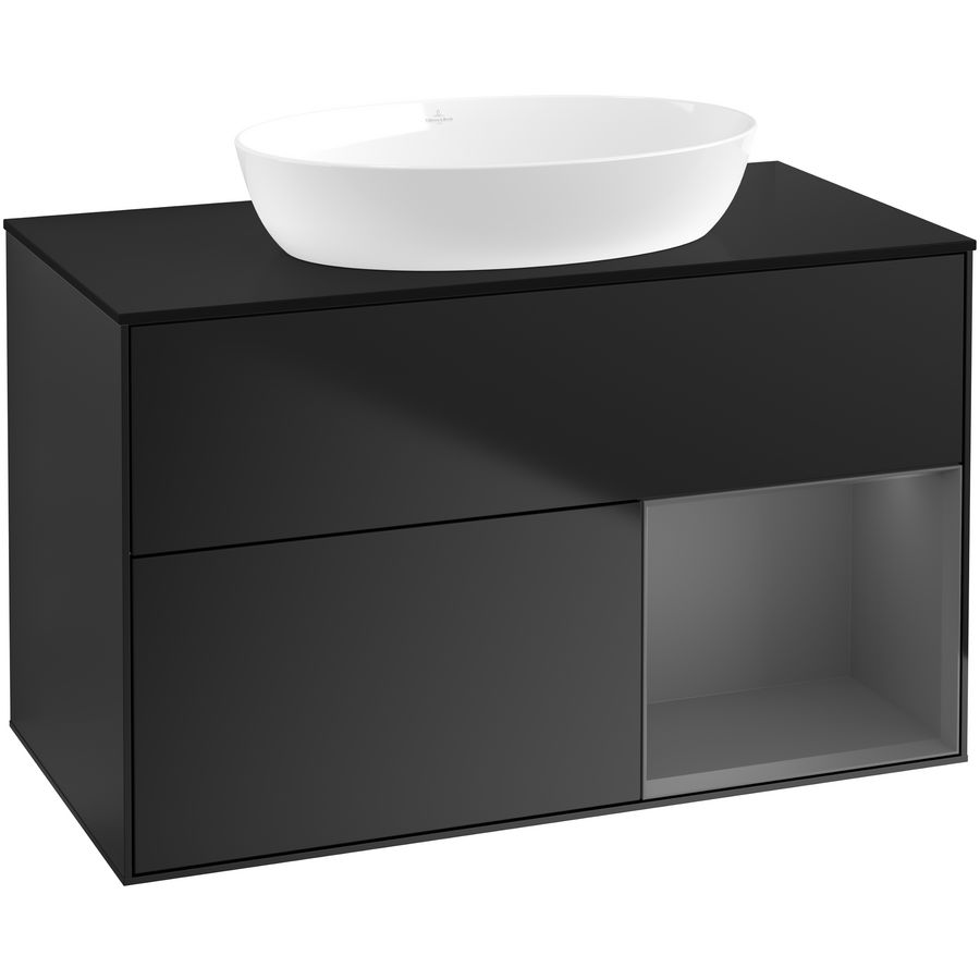 Wastafelonderkast Finion 1000x603x501mm Black Matt Lacquer FA22GKPD