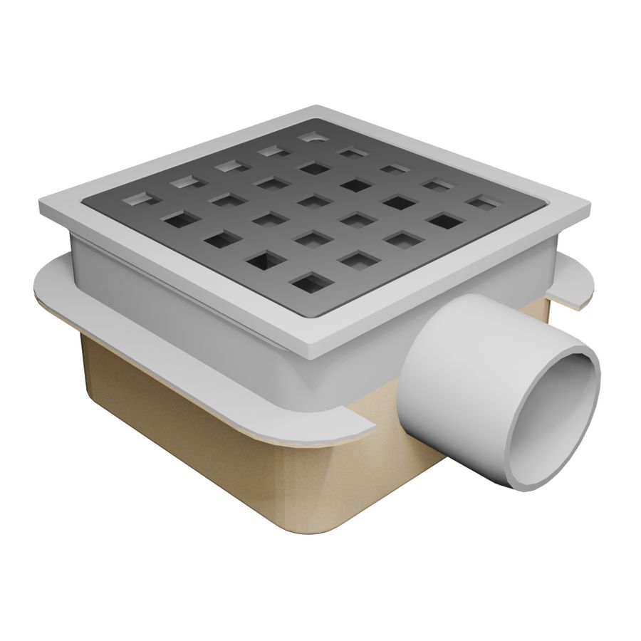 ABS doucheput 100x100mm zijuitlaat 40mm m.RVS rooster