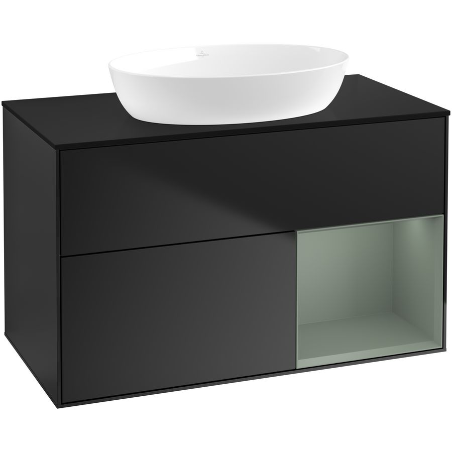 Wastafelonderkast Finion 1000x603x501mm Black Matt Lacquer FA22GMPD