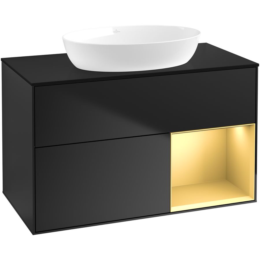 Wastafelonderkast Finion 1000x603x501mm Black Matt Lacquer FA22HFPD