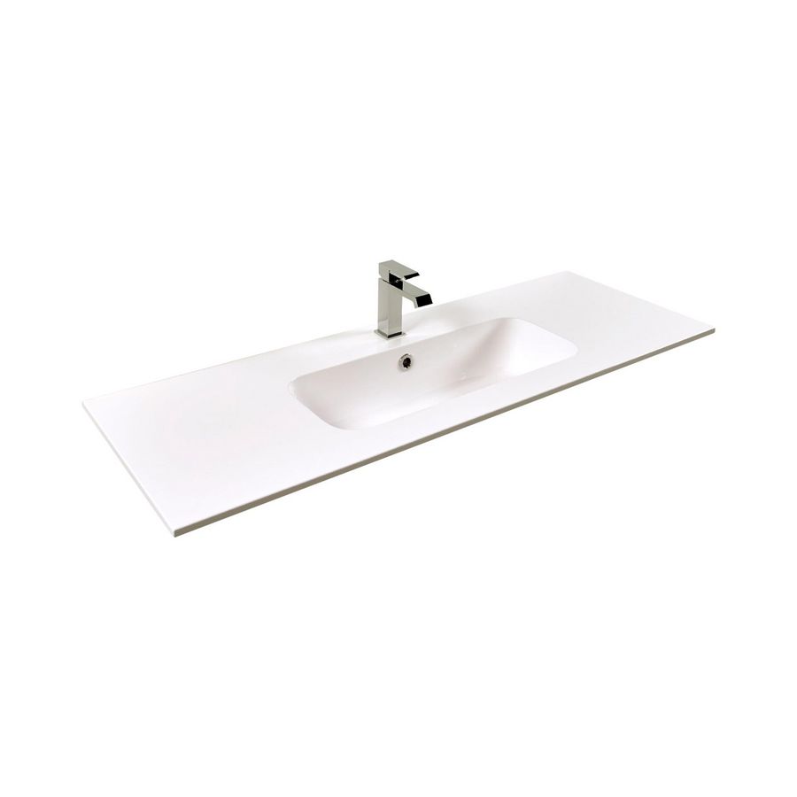 Wastafel 28 keramiek mat sand 121x46.5cm 1 waskom (los besteld)