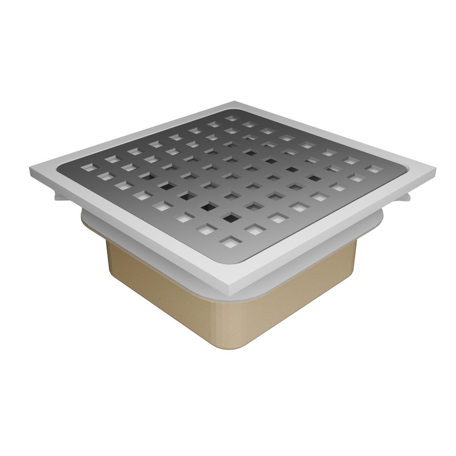 ABS doucheput 150x150mm m.RVS rooster onderuitlaat 40mm