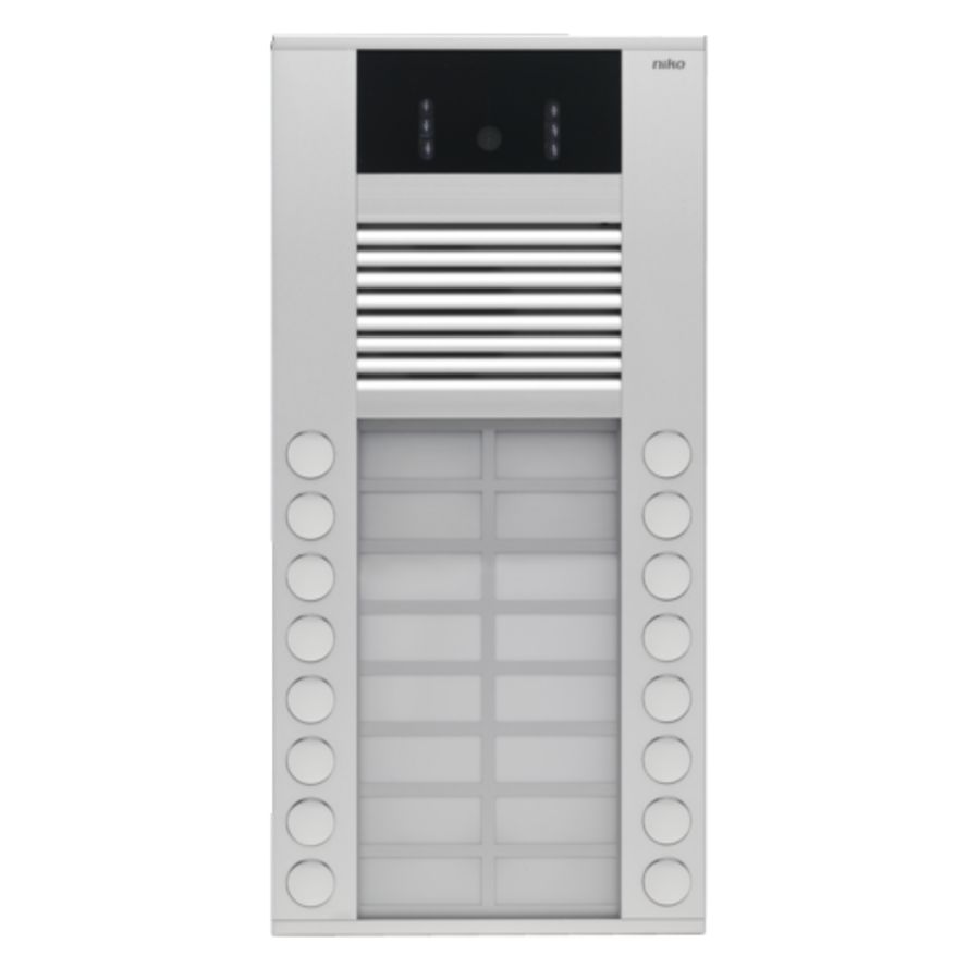 Opbouwbuitenpost 20mm met 16 bellen in 2 rijen en camera