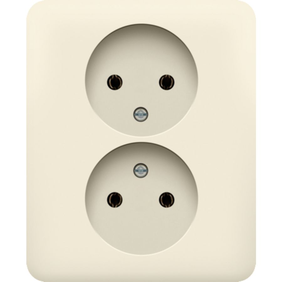 Dubbel 2pol stopcontact z.aarding volledig app. cream
