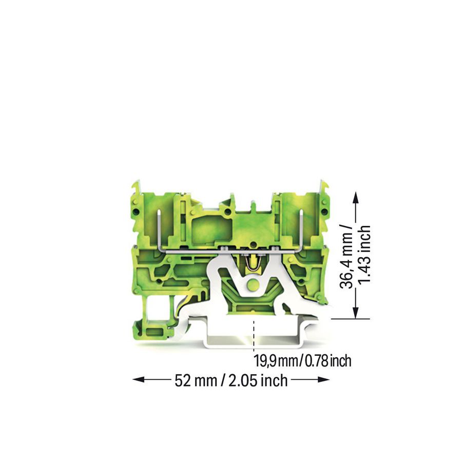 2-pins PE-basisklem rail 35x15+35x7,5 2022-1607 VVE=50