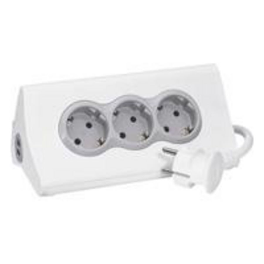 Bureaublok TKD 3-voudig 2xUSB tablethouder wit RA