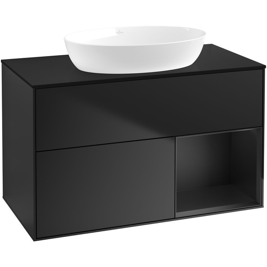 Wastafelonderkast Finion 1000x603x501mm Black Matt Lacquer FA22PDPD