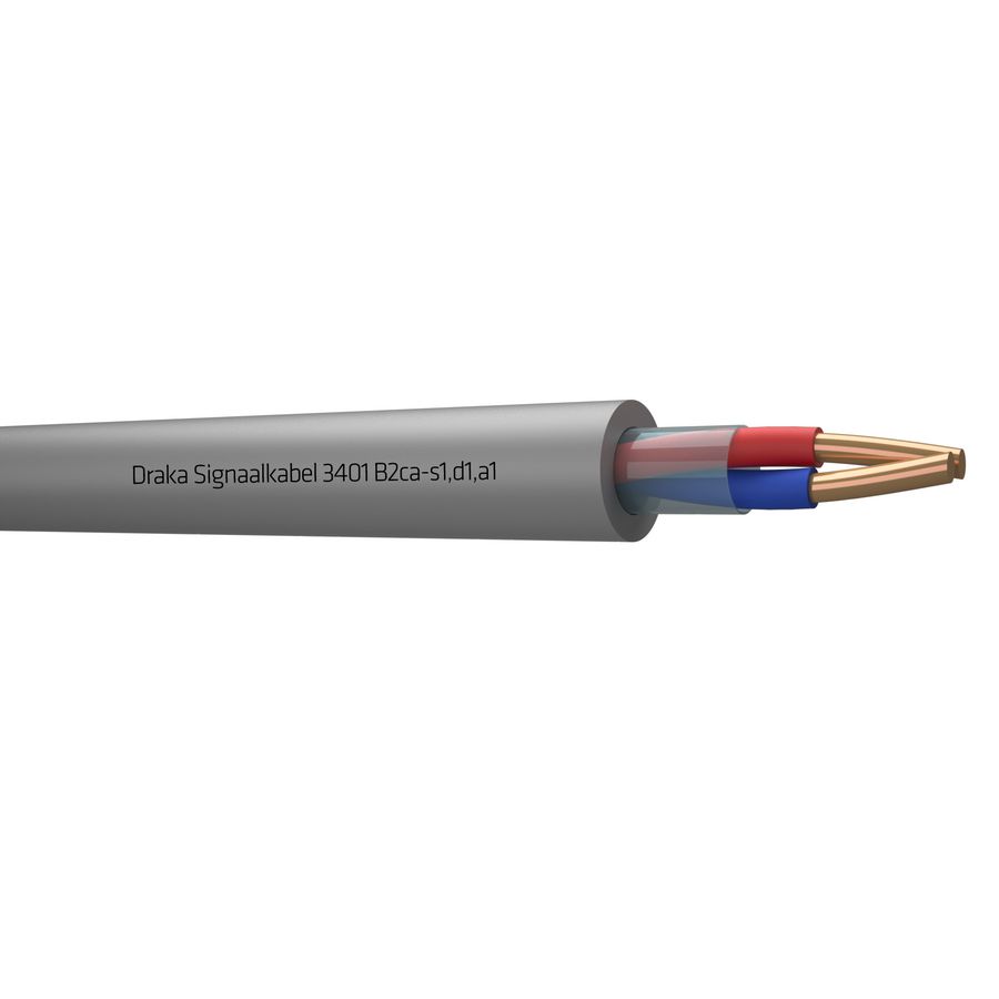 Haspel a 500m. signaal kabel B2ca gy# 1x2x0,8mm 3401