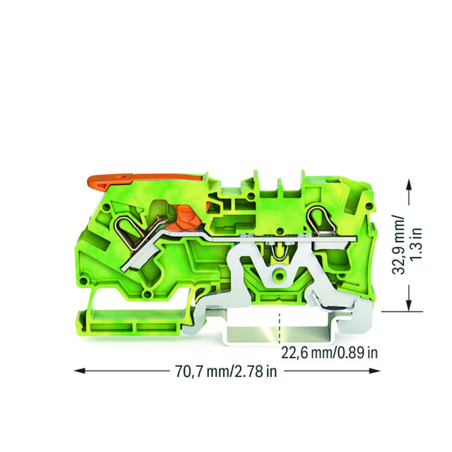 2-draads aardklem met hendel en 4mm² VVE=50