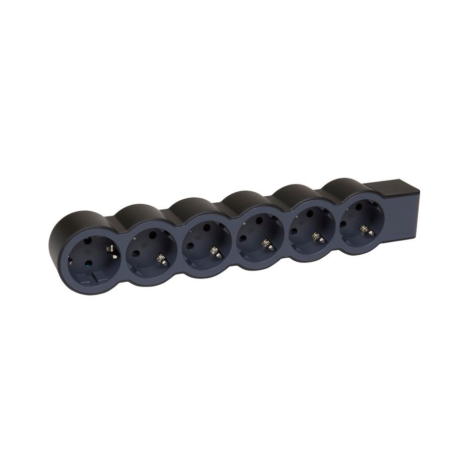 Contactdoos standaard 6x2P + A z.snoer zwart VVE=10