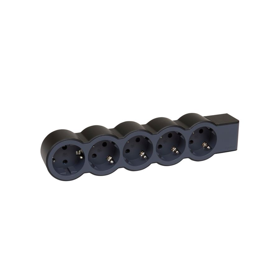 Contactdoos standaard 5x2P + A z.snoer zwart VVE=10
