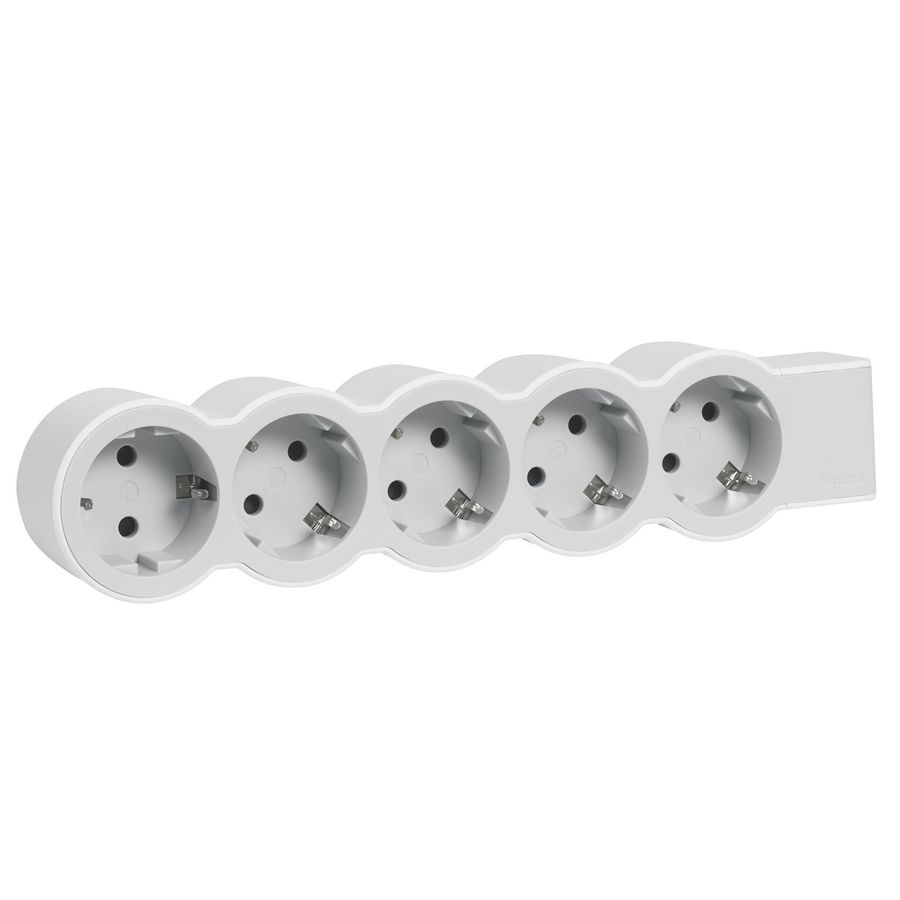 Contactdoos standaard 5x2P + A z.snoer wit-grijs VVE=10
