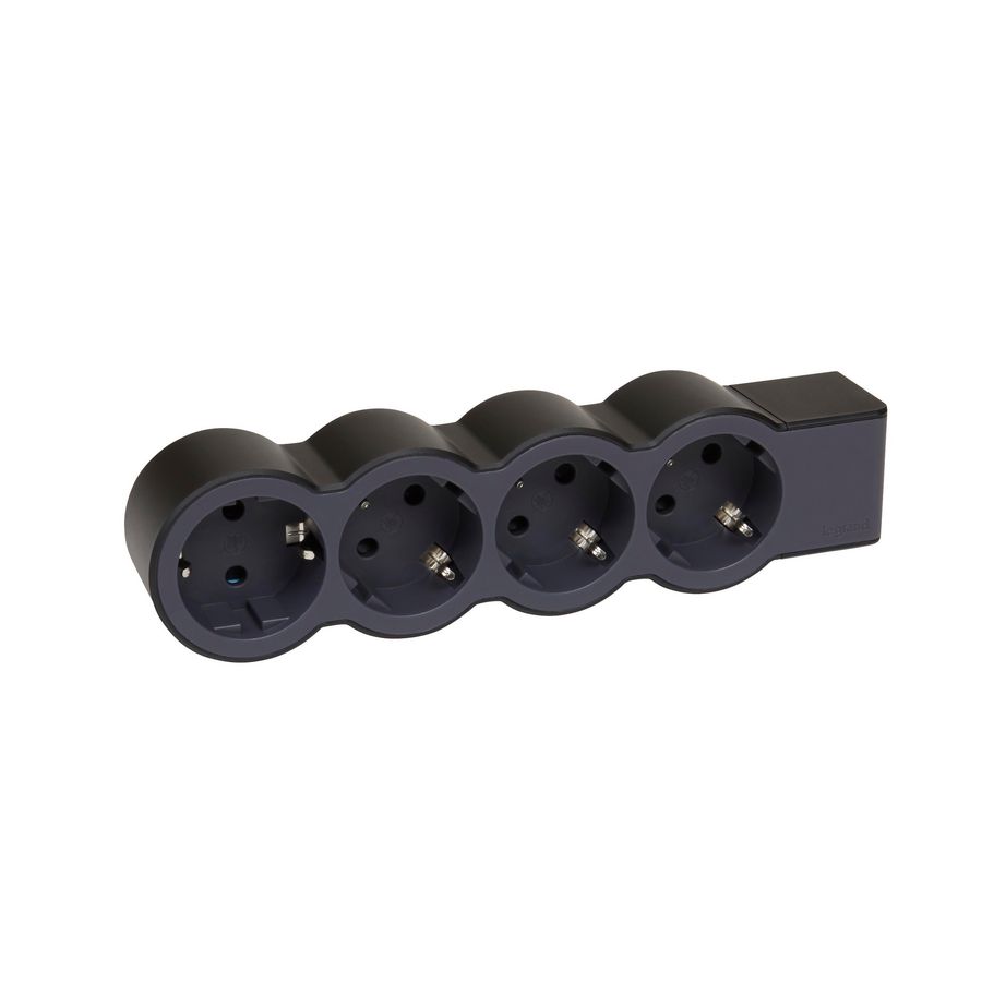 Contactdoos standaard 4x2P + A z.snoer zwart VVE=10
