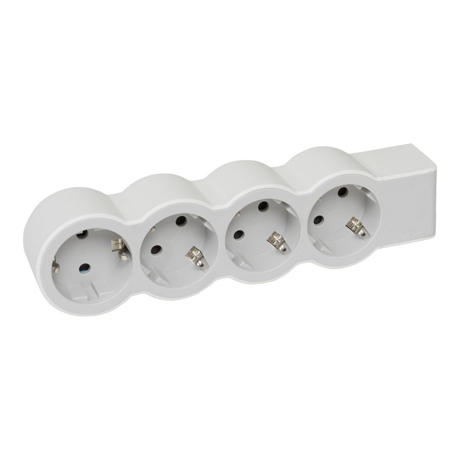 Contactdoos standaard 4x2P + A z.snoer wit-grijs VVE=10