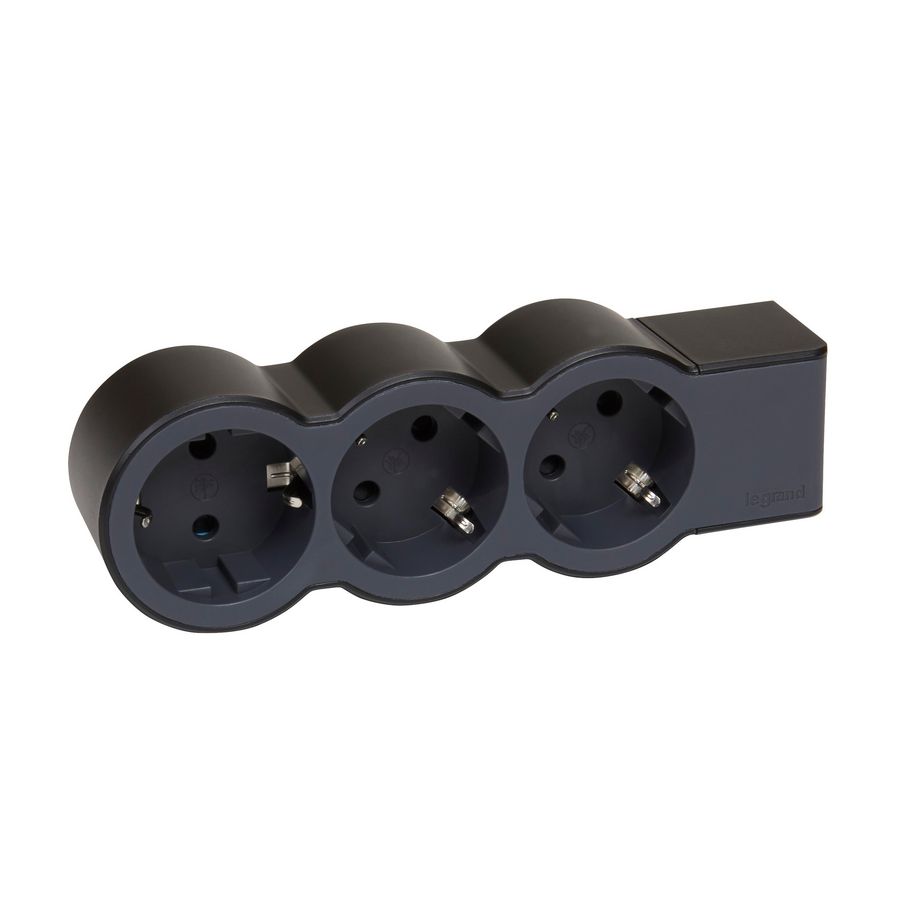 Contactdoos standaard 3x2P + A z.snoer zwart VVE=10