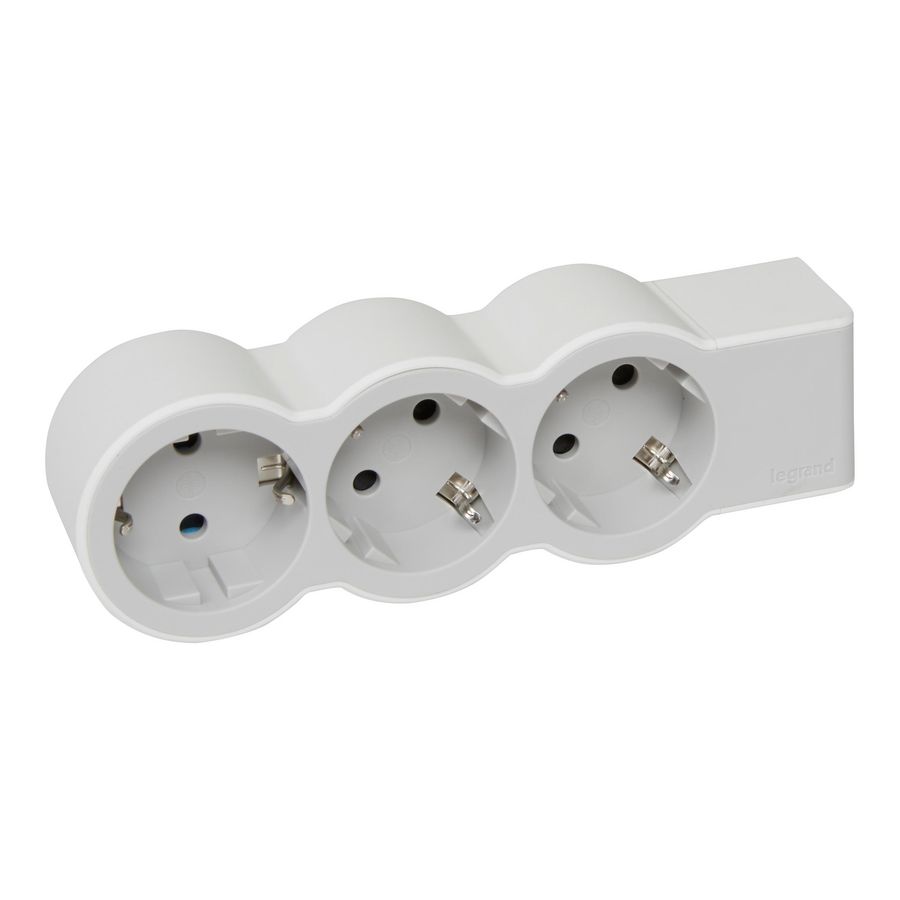 Contactdoos standaard 3x2P + A z.snoer wit-grijs VVE=10