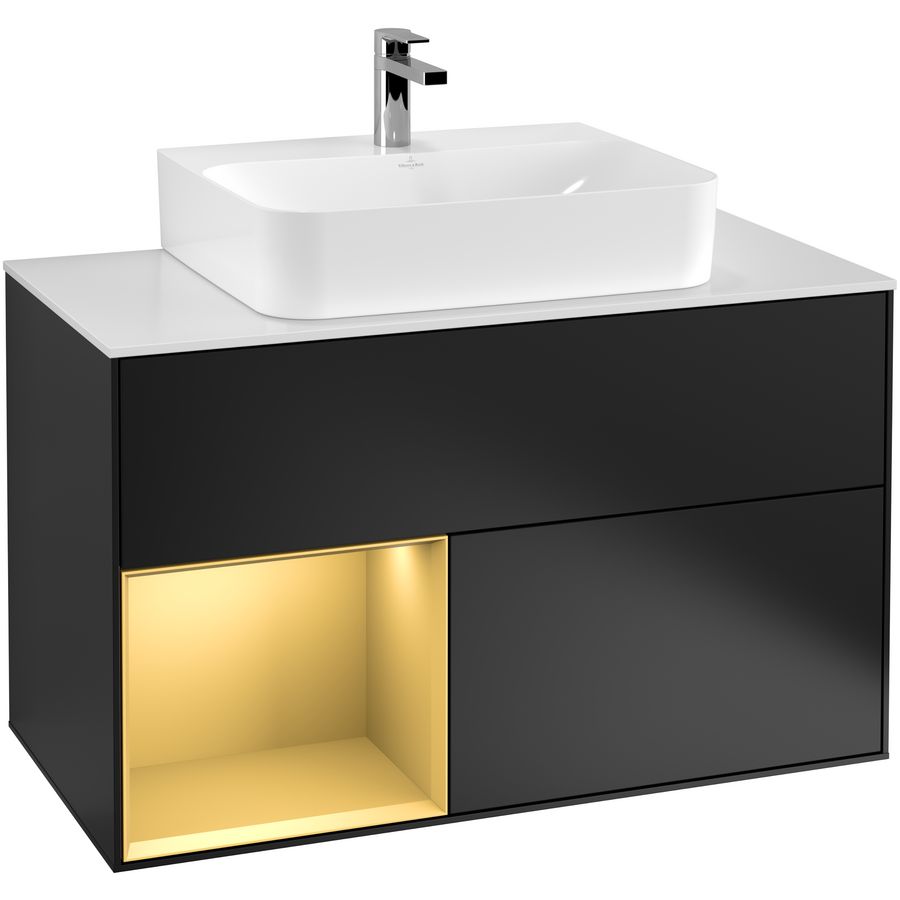 Wastafelonderkast Finion 1000x603x501mm Black Matt Lacquer G111HFPD