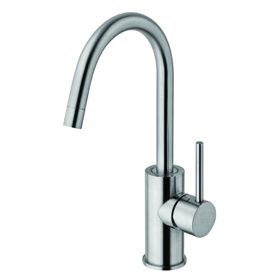 Wastafelmengkraan LIGHT 1-h met draaibare hoge uitloop Ø18mm RVS-look