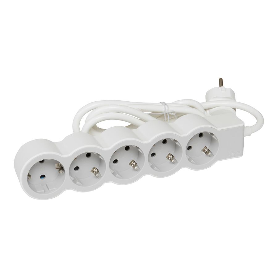 Contactdoos standaard 5x2P + A 1,5m. wit-grijs VVE=10