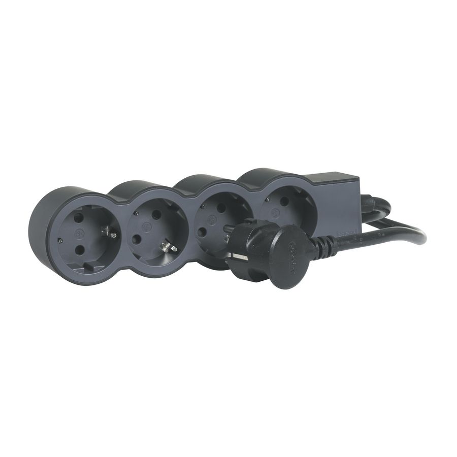 Contactdoos standaard 4x2P + A 1,5m. zwart VVE=10