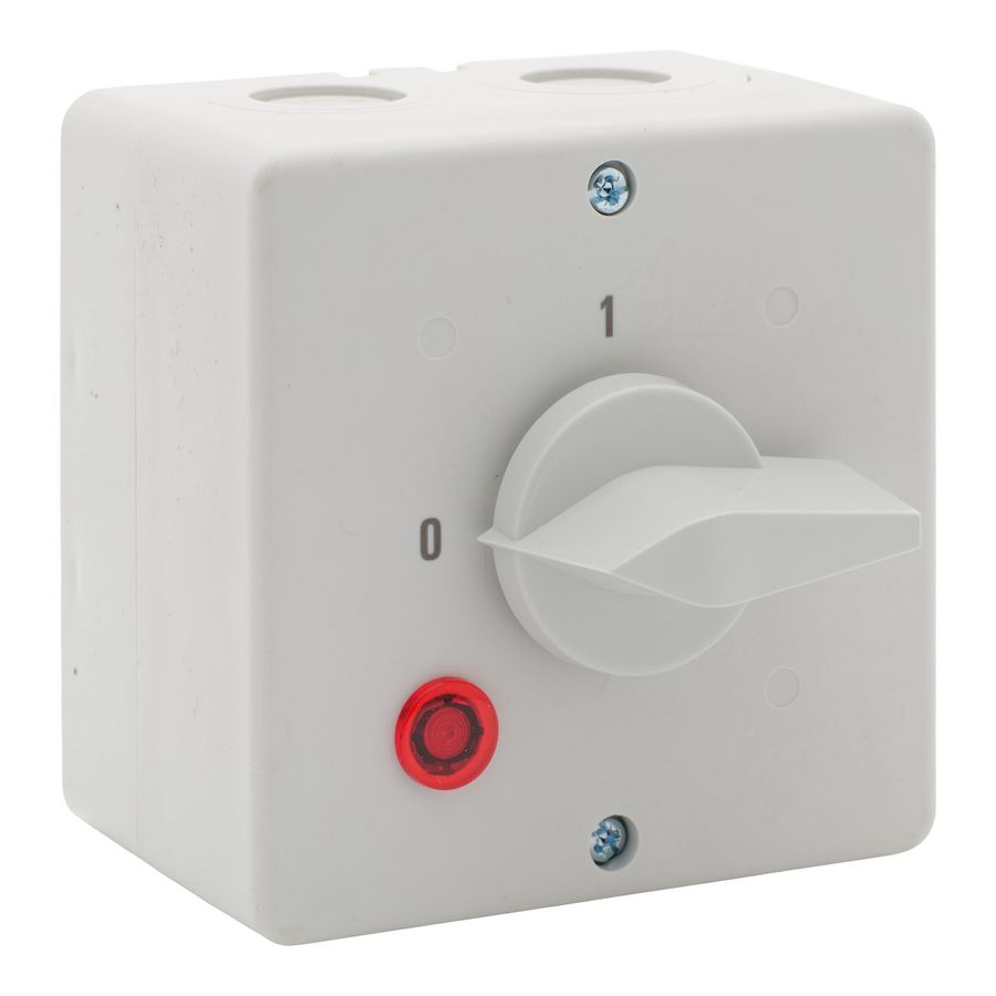 Wasmachine schakelaar 32A 2-polig opbouw met knop en signaallamp