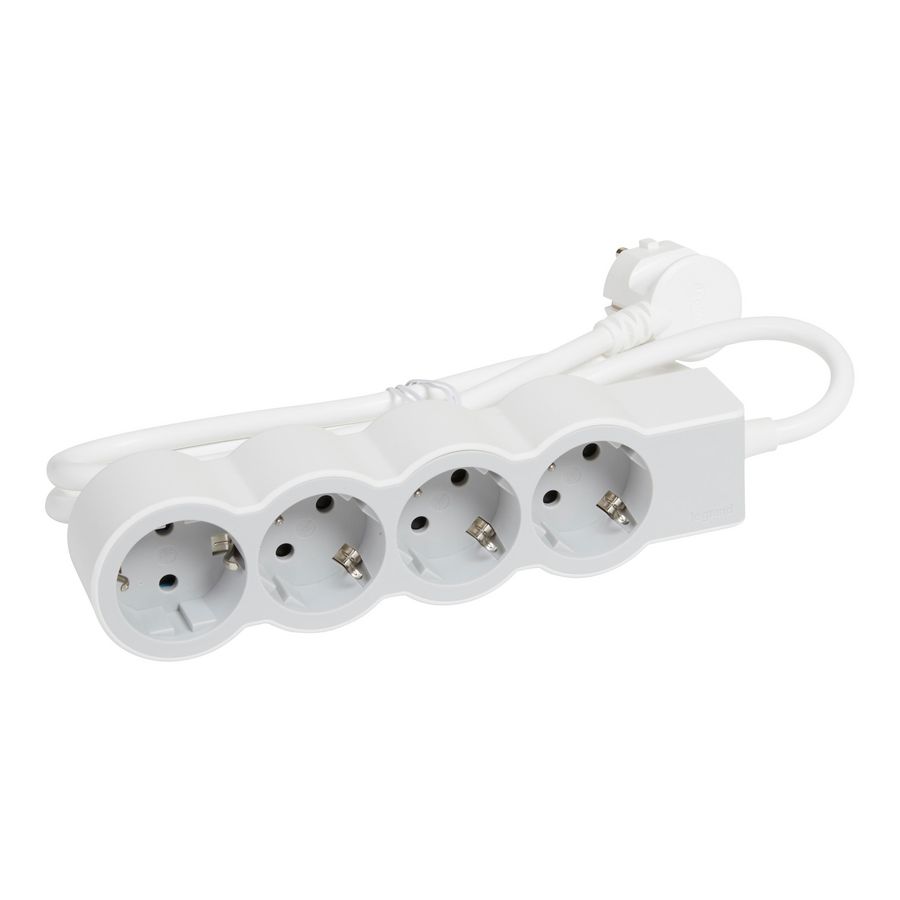 Contactdoos standaard 4x2P + A 3m. wit-grijs