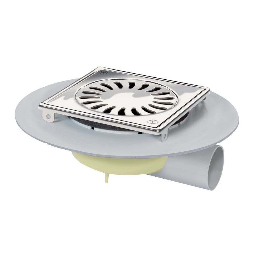 ABS doucheput 146x146mm OU. 50mm RVS rooster vzb. m.membraan