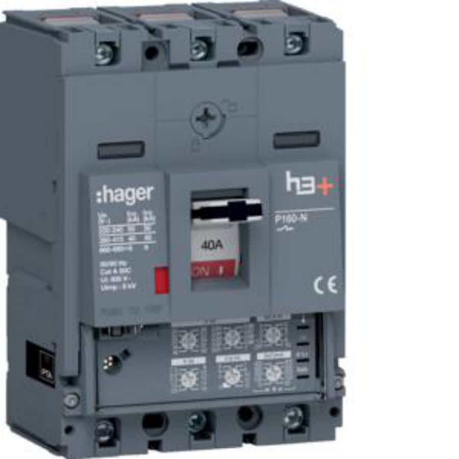 Vermogensautomaat h3+ P160 LSI 3P3D 40A 40kA kooiklemmen