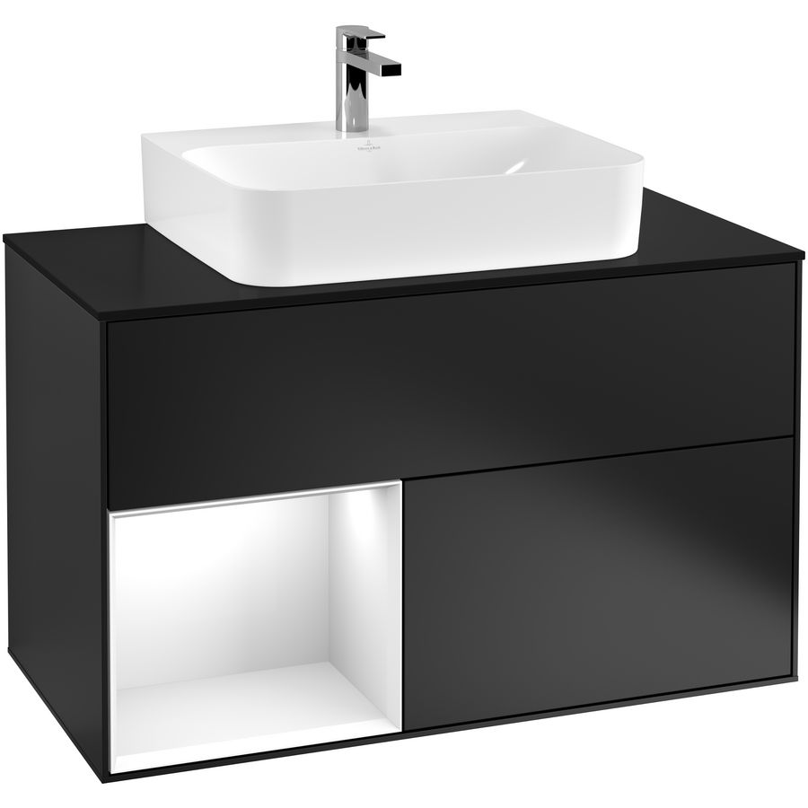 Wastafelonderkast Finion 1000x603x501mm Black Matt Lacquer G112GFPD