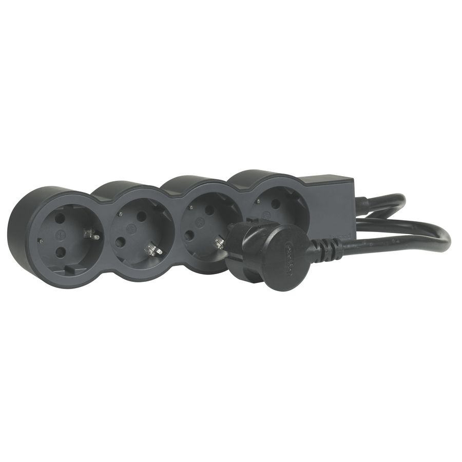 Contactdoos standaard 4x2P + A 3m. zwart VVE=10