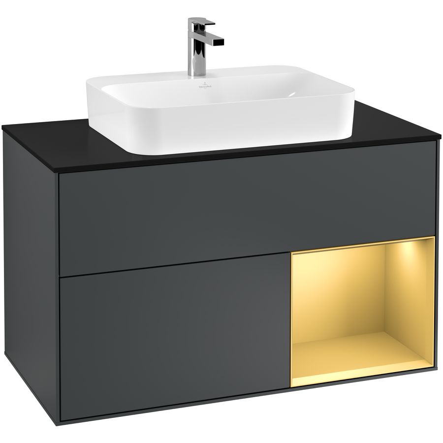 Wastafelonderkast Finion 1000x603x501mm Mid.Blue Matt Lacquer G372HFHG