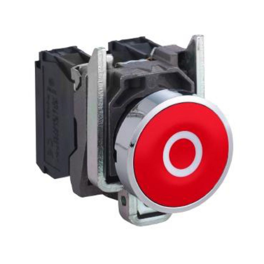 Drukknop Verzonken Terugvering Ø22mm 1NC Rood