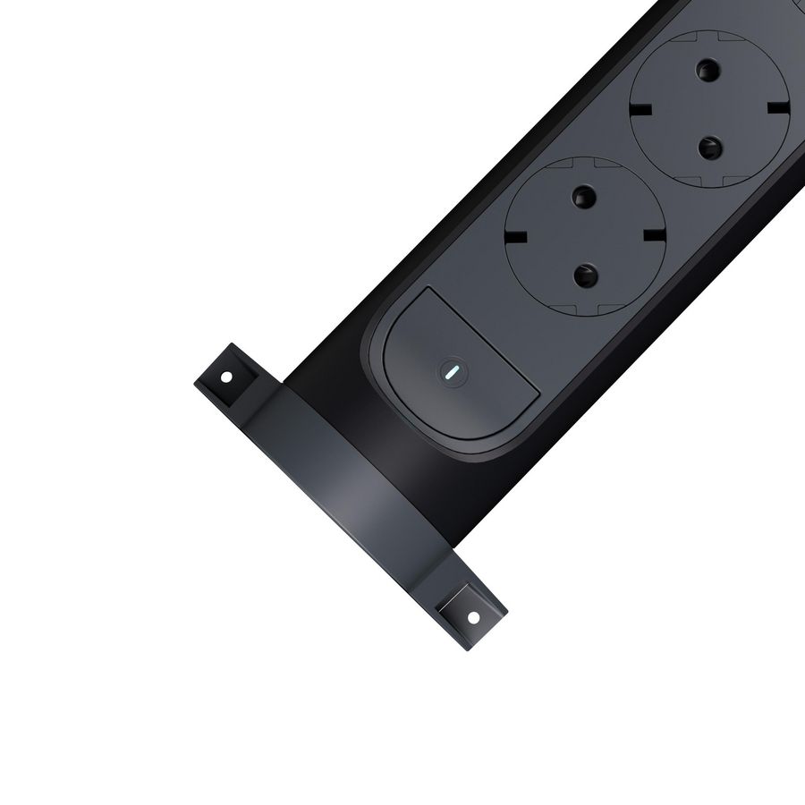 Contactdoos standaard 4x2P + A z.snoer zwart VVE=5