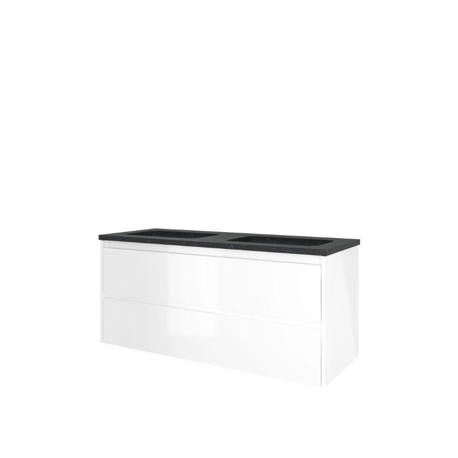 Set Proline hardsteen Elegant dubb. wastafel zonder kraangat onderkast symmetrisch glans wit 120x46cm