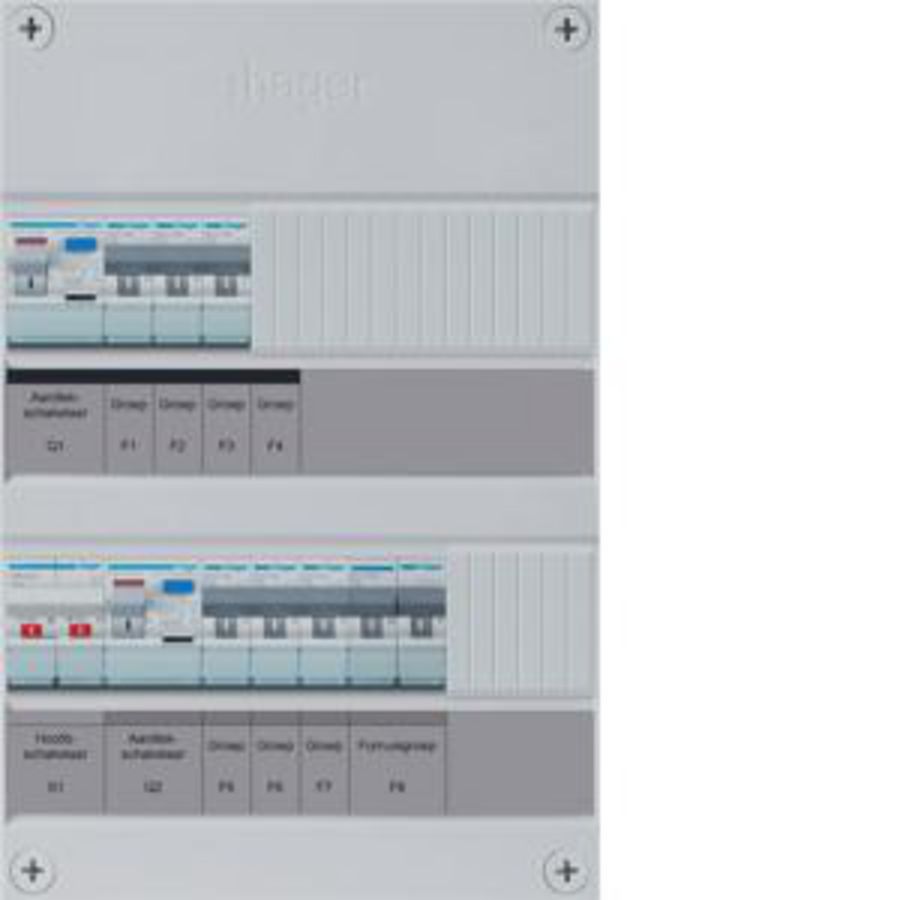 Groepenkast 6-groepver. HS 2xALS 30mA +F 1-fase excl. buis