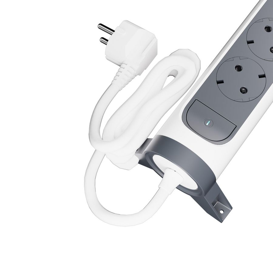 Contactdoos standaard 3x2P + A 1,5m. Zwart-wit VVE=5