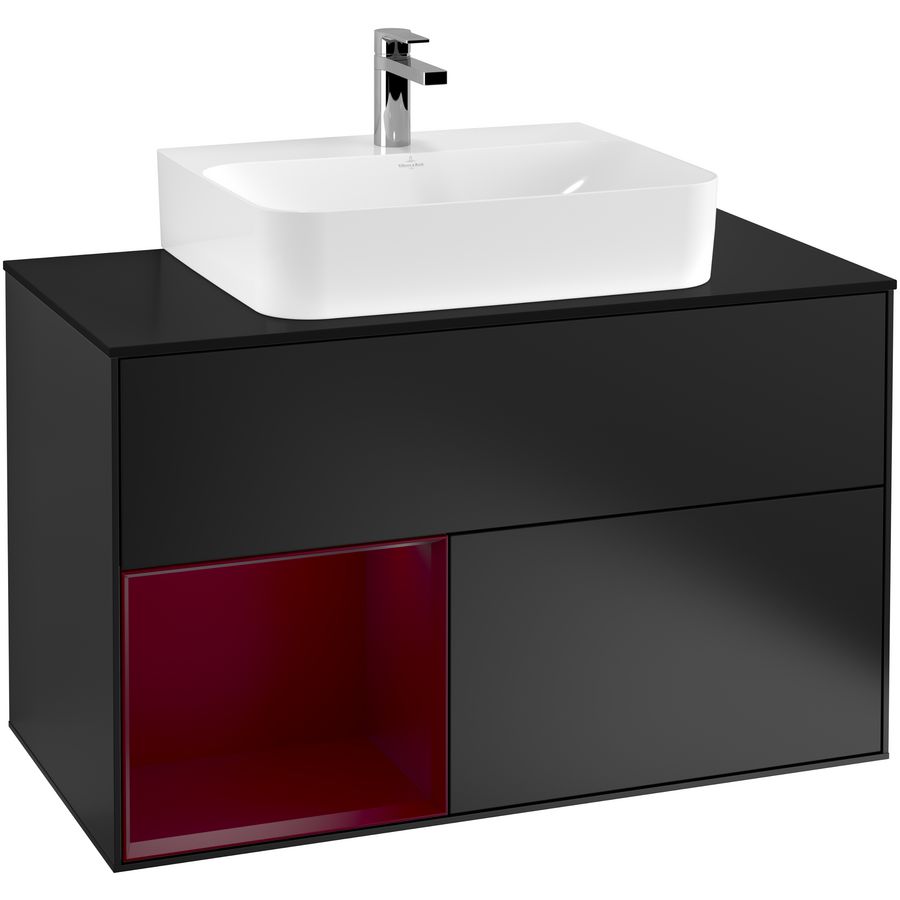 Wastafelonderkast Finion 1000x603x501mm Black Matt Lacquer G112HBPD