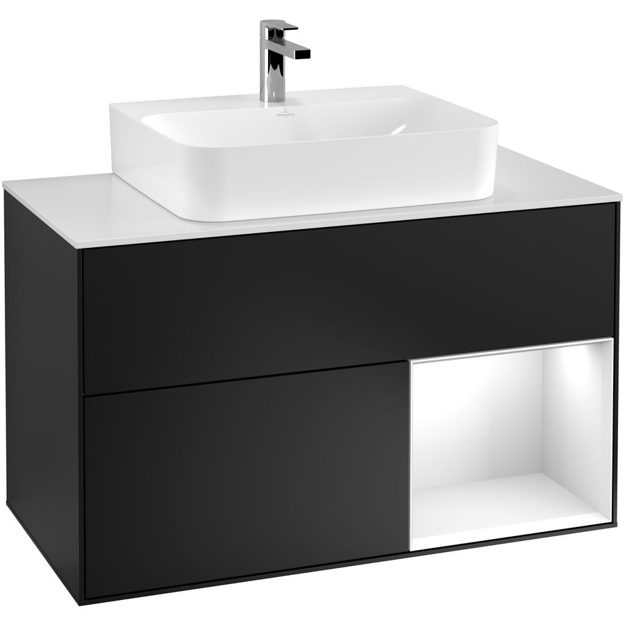Wastafelonderkast Finion 1000x603x501mm Black Matt Lacquer G121GFPD