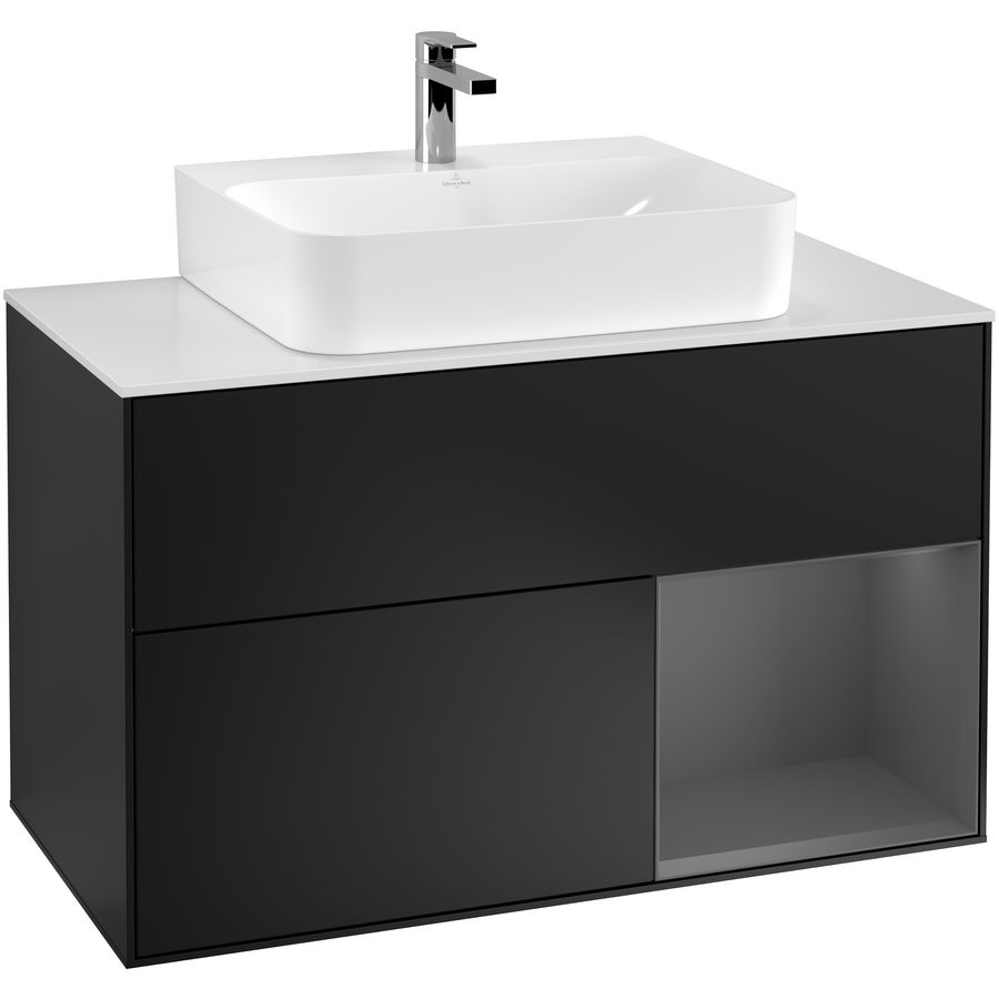 Wastafelonderkast Finion 1000x603x501mm Black Matt Lacquer G121GKPD