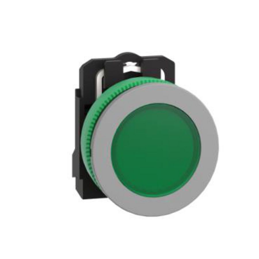 flush mounted pilot light complete 24V green cp grey