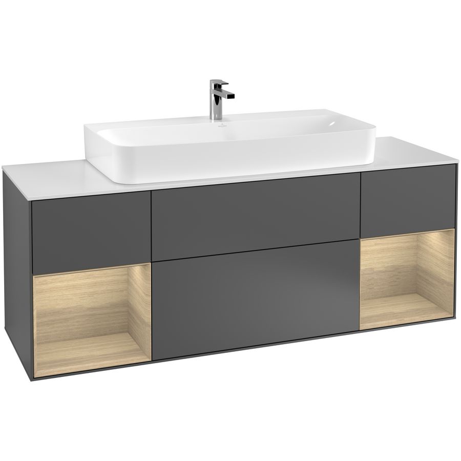 Wastafelonderkast Finion 1600x603x501mm Antr. Matt Lacquer G211PCGK