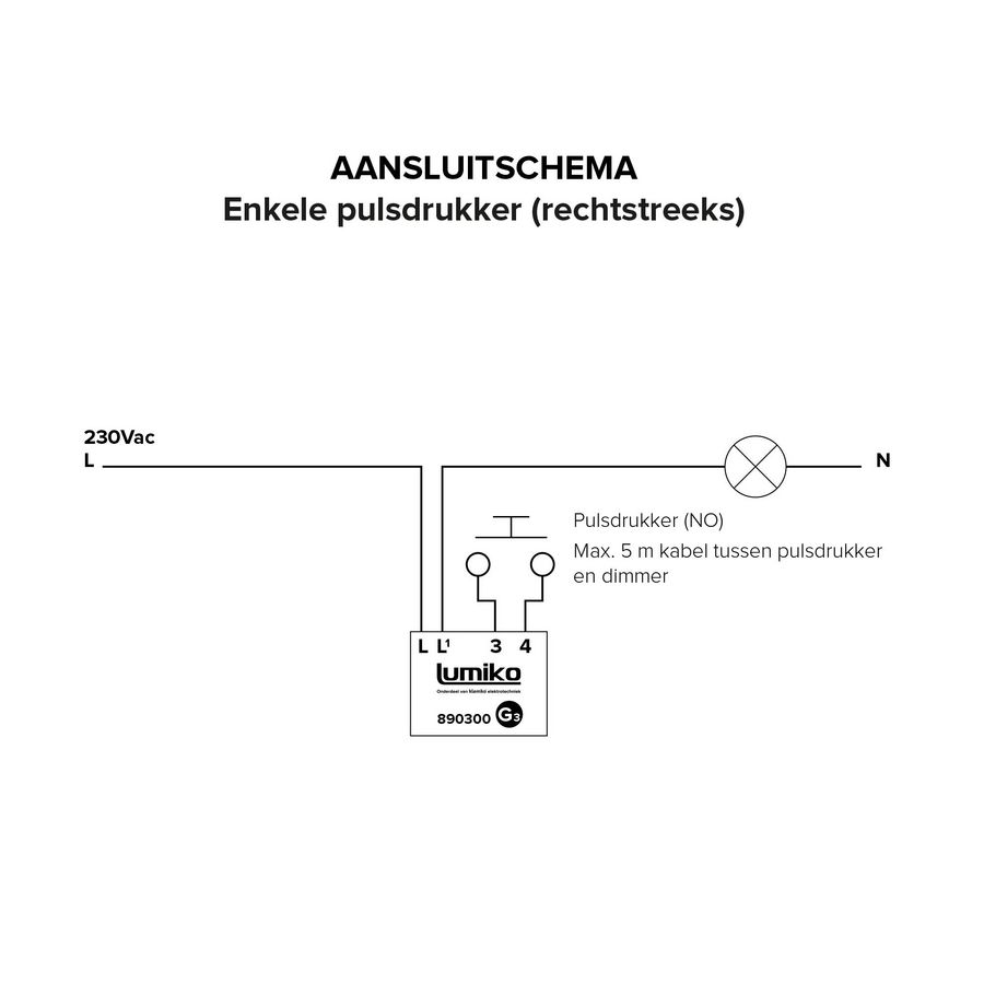 Inbouwmodule tbv pulsdim Bikkel led dimmer 100W
