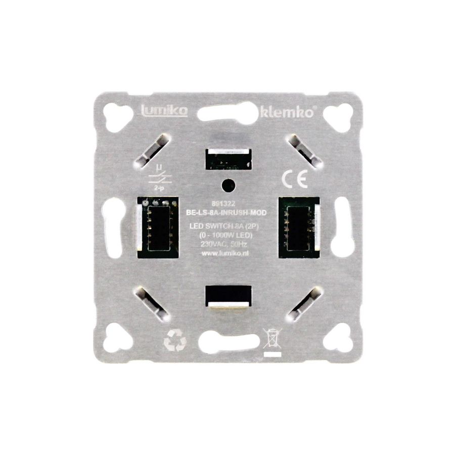 Modulaire 3-draads relais led-lichtschakelaar 8A 2-polig