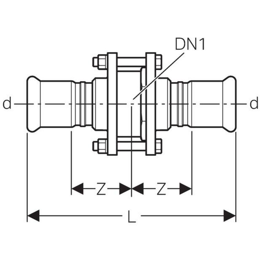 Terugslagventiel geflensd MAPRESS RVS 76,1mm 2x pers