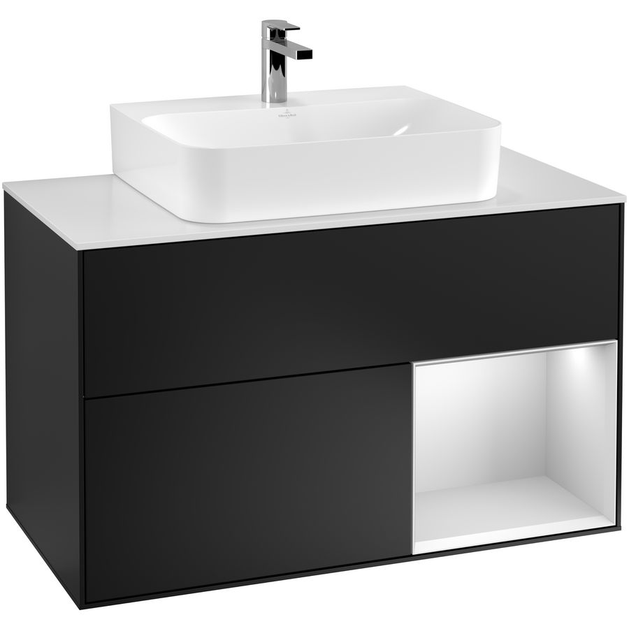 Wastafelonderkast Finion 1000x603x501mm Black Matt Lacquer G121MTPD